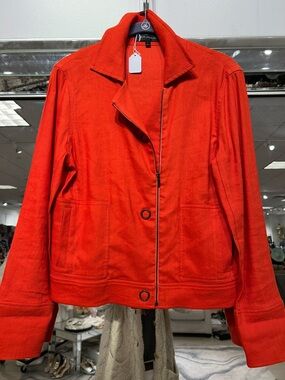 St. John Vibrant Orange-Red Zip Jacket